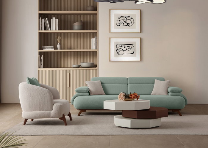 Atelier Del Sofa Bonjo Walnut - Sea Green
